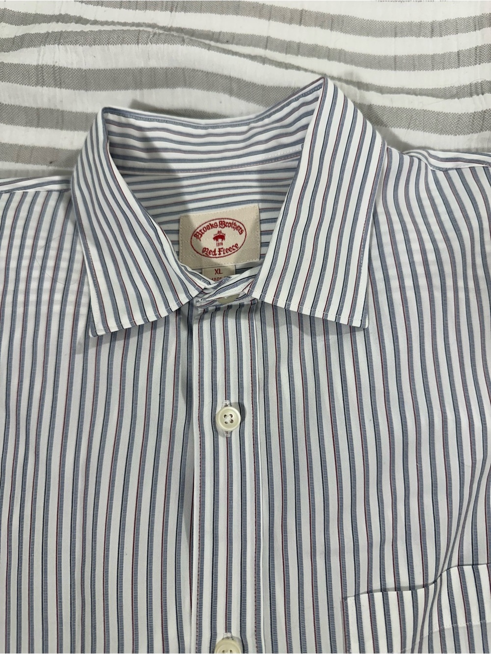 Brooks Brothers Red Fleece XL Men’s Blue and White Striped Dress Shirt